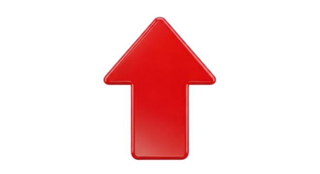 Bold Red Arrow Pointing Upward With White Border Isolated Transparent Background