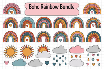 Whimsical Rainbow Illustrations with Dots and Love Elements
