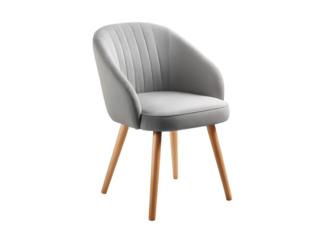  stylish chair with gray top and light wooden legs  isolated on white background PNG ,AI GENERATED