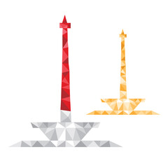 Monas in polygonal low poly Vector. Monas in indonesia flag color polygon