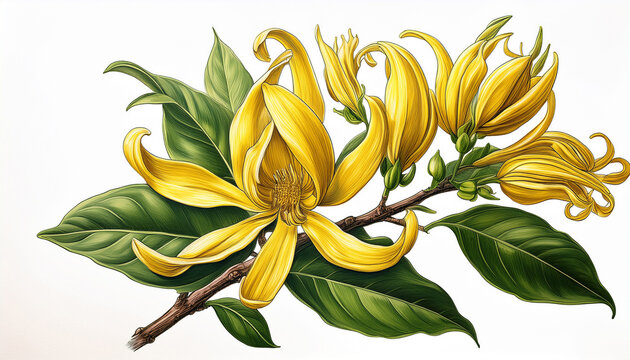 hand drawn ylang ylang branch new ylang ylang branch illustration templete vintage illustration for logo label packaging