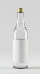 Minimalist Glass Bottle Mockup with Blank Label