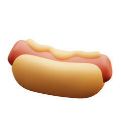 Playful 3D hot dog render with happy, fun mood. Great for food-related content, menu illustrations, or social media posts.