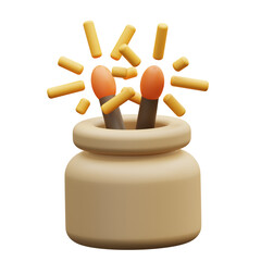 A cute and playful illustration of a match jar with yellow, orange and beige tones. Perfect for decorations.