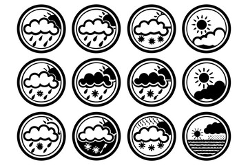 weather icon set with clouds