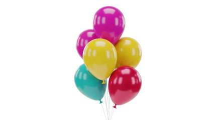 Colorful Balloons In Magenta Yellow Teal And Red Hues Against Transparent Background Isolated Transparent Background