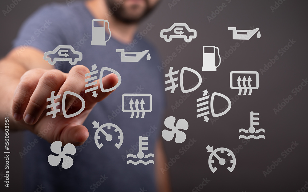 Poster Learn to identify and understand common car dashboard warning lights and indicators.
