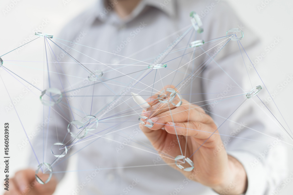 Aufkleber image of a person creating a network, symbolizing connections and collaboration.
