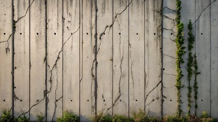 Urban Decay: Green Plants Growing Through Cracks in Concrete Pavement