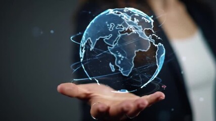 Global Technology: A Woman's Hand Holds the World - Powered by Adobe