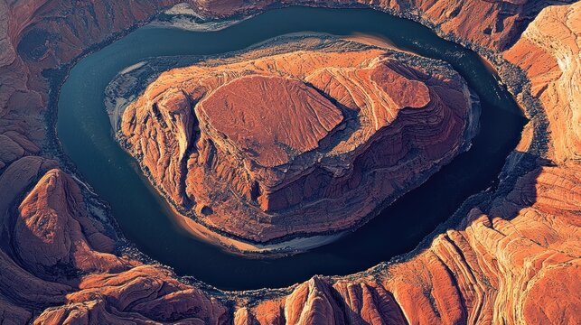 Aerial View of the Colorado River Carving Through the Arizona Canyonlands
