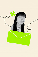 Trend artwork poster composite image collage of portrait young woman posing wink emotion face...