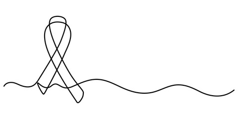  Autism Ribbon continuous one line drawing, Autism awareness, conceptual illustration, Awareness Ribbon Single Line Icon, Single continuous line drawing campaign ribbon made from puzzle pieces. 