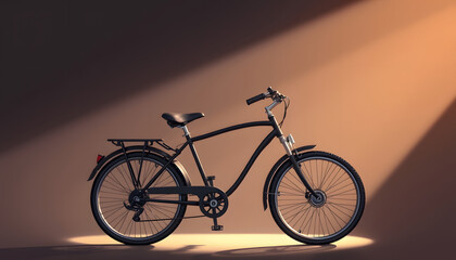 Obraz premium black bicycle in ray of light. White tone