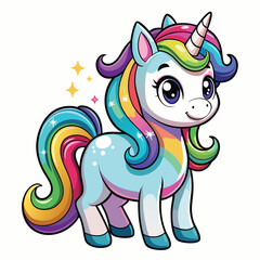 Sweet Little Unicorn with Magical Sparkle Background