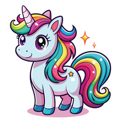 Colorful Fantasy Unicorn with Sparkles and Stars