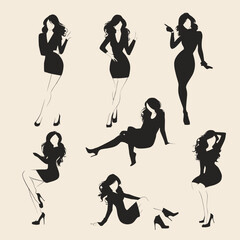 vector silhouettes of women