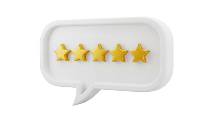 Five Golden Stars In A White Speech Bubble Isolated Transparent Background