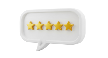 Five Golden Stars In A White Speech Bubble Isolated Transparent Background