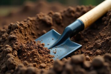 Durable Antique Mining Hoe Close-up of a Sturdy Metal and Wood Tool Ideal for Excavation and Digging, Perfect for Tough Jobs and Historical Settings.
