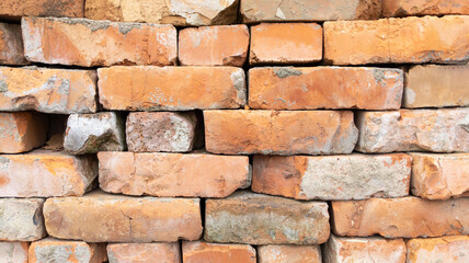 Old Brick Wall with Orange Brick, Yellow Brick Background