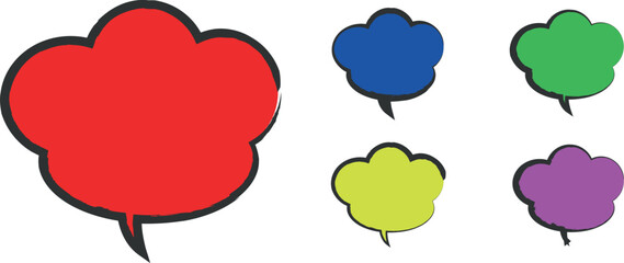 Bold and Bright Conversations: A Creative Vector Pack of Flat Speech Bubbles, Fun Text Doodles, and Chat Icons