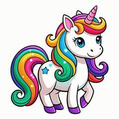 Cute Doodle Style Rainbow in Pastel Colors