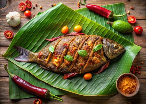  image of authentic Karimeen Pollichathu (Pearl Spot fish) &ndash; a traditional Kerala delicacy