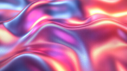 Obraz premium Iridescent metallic fabric waves, colorful background