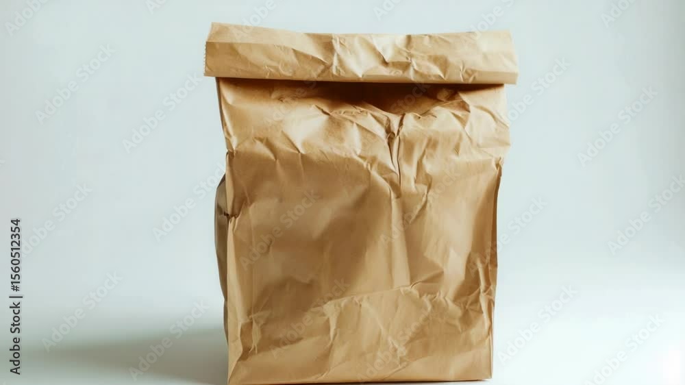 Poster a simple brown paper bag sits on a table, ready for use