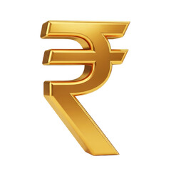 Golden Indian Rupee Symbol Isolated On Transparent Background