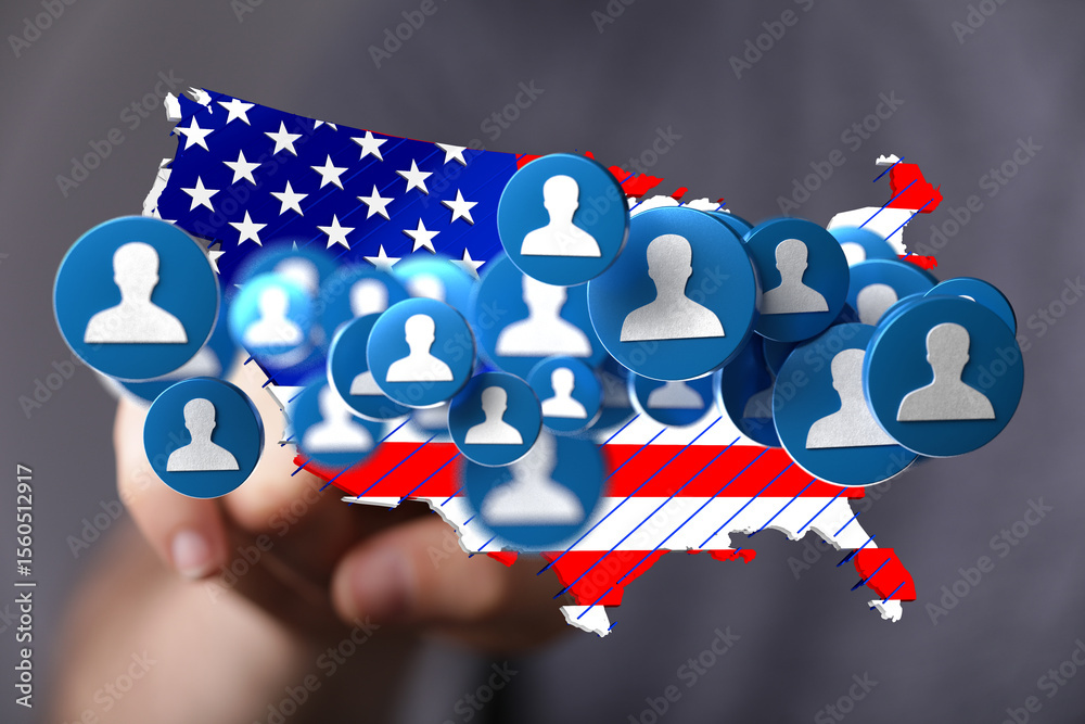 Poster visual representation of a vast us network. ideal for social media, technology, and communication co