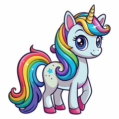 Bright Colorful Rainbow over Clear Blue Sky