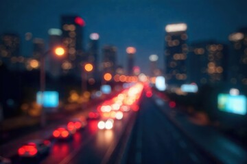 Blurred Night Cityscape Twinkling Lights and Urban Mystery ? Stock Photo