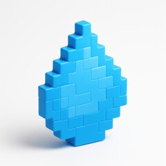 Fototapeta premium Pixelated blue water droplet illustration.