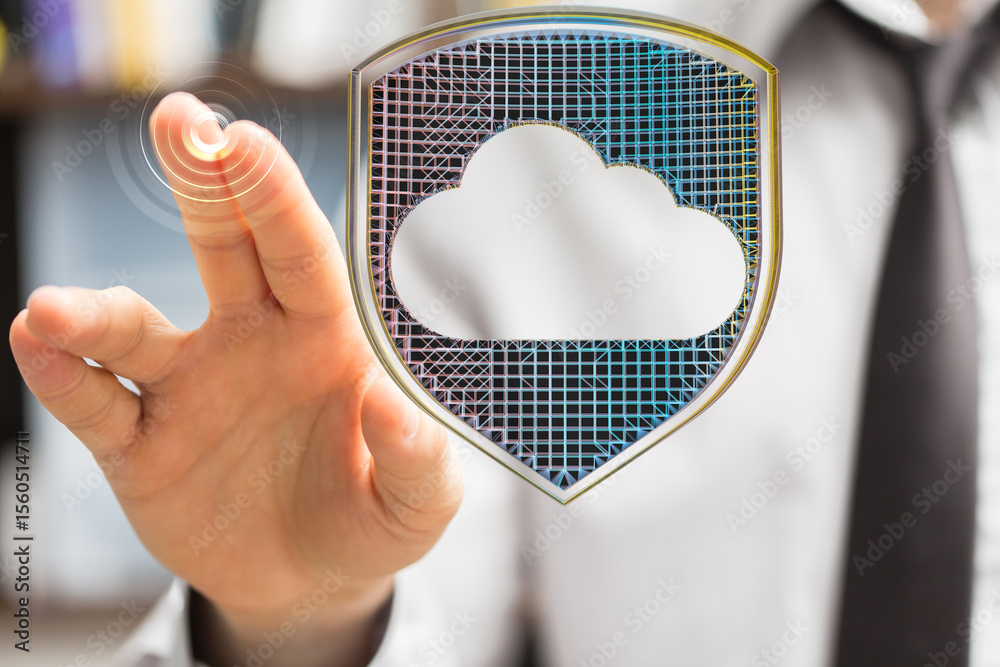 Poster Protecting your cloud data with advanced security measures.  Ensuring privacy and safety.