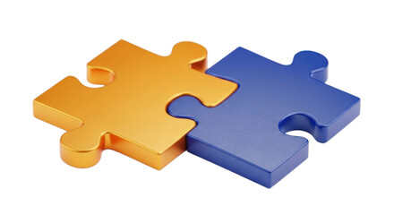 Interlocking Puzzle Pieces Orange And Blue Colors Representing Teamwork And Problem Solving Isolated Transparent Background