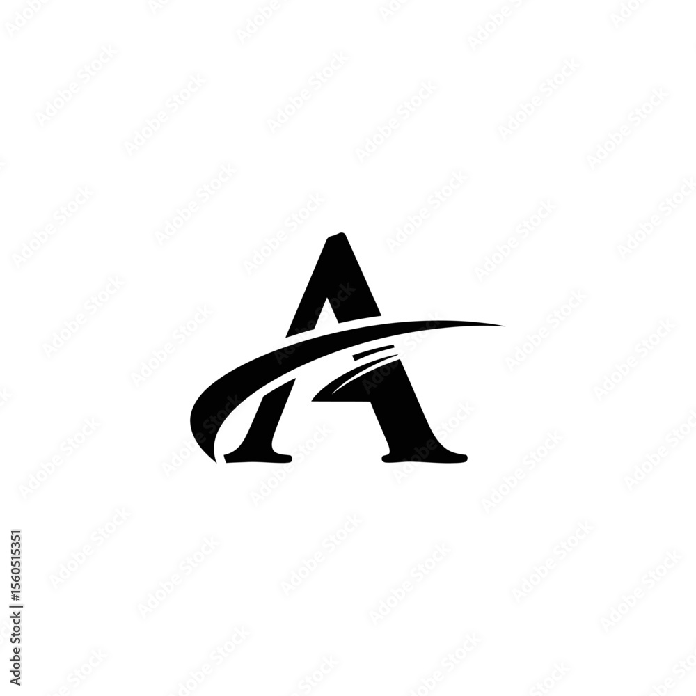 Fototapete a letter logo with a swoosh design element in black and white for branding and identity purposes use