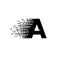 A black letter a with a fading effect on a white background in a minimalist style graphic design