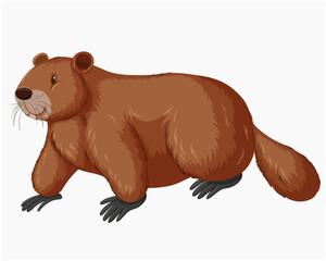 Cute Brown Beaver Rodent Vector Illustration