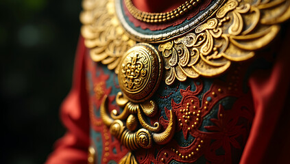 An evocative close-up of a worn gold breast badge from a matam parade