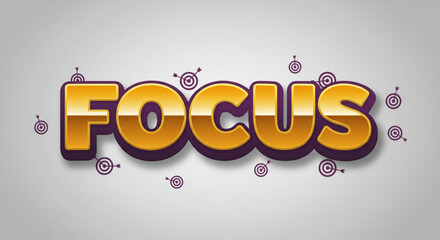 Bold Gold Focus Text Effect  3D Typography Design for Branding and Marketing