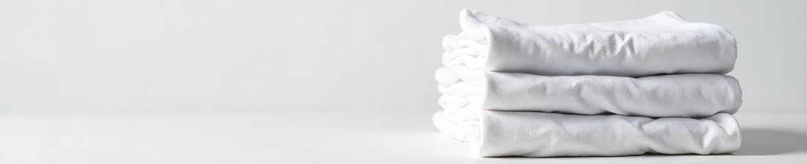 Obraz premium Stack of Freshly Laundered White T-Shirts Soft, Crisp Cotton Fabric Ready to Wear