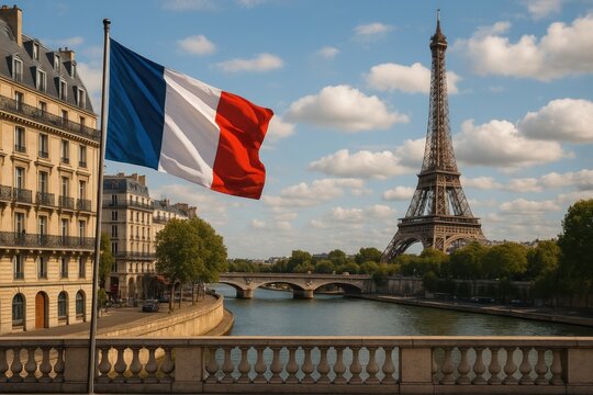 Iconic Parisian skyline with Eiffel.