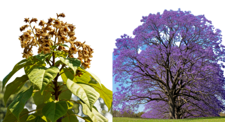 Isolated Paulownia Fortunei & Jacaranda Mimosifolia - Majestic Blooms