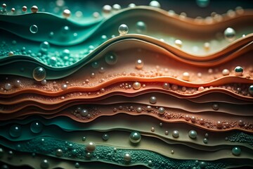 Flowing layers with pearls abstract background image