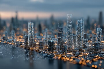 futuristic digital city supported by big data and internet and AI