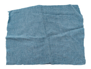 Piece of torn denim on a white background. Denim texture