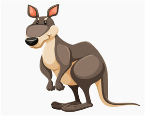 Australian Kangaroo Standing Cartoon Illustration