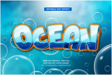 Ocean 3d editable text effect, with water bubbles Background